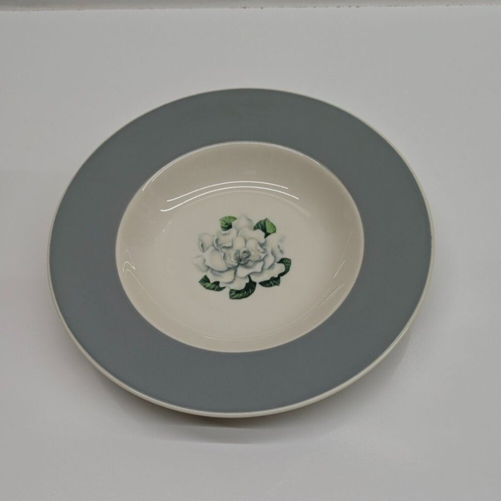 Syracuse China Avalon Rim Soup Bowl 8.75" Magnolia Gardenia USA Vintage